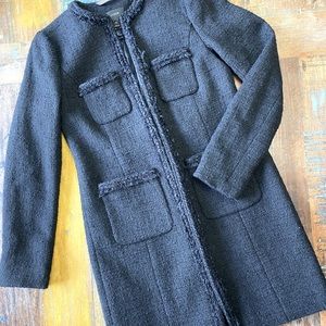 Gorgeous J. Crew black wool tweed lady coat